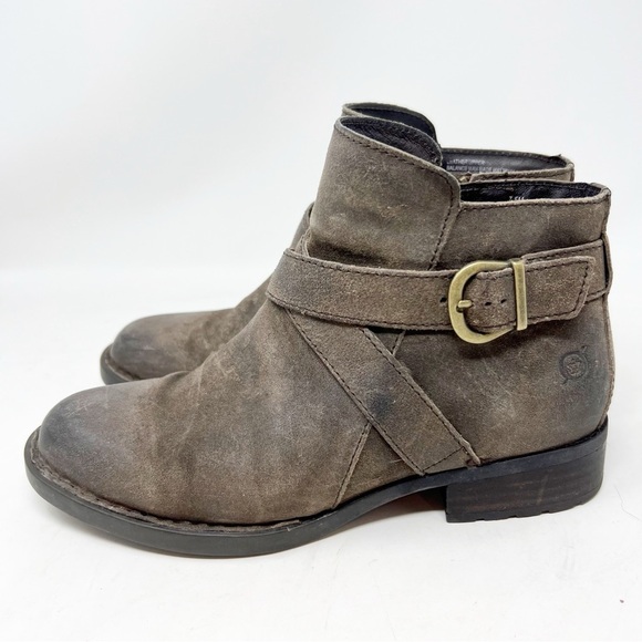 BORN Brown Suede Side Zip Boots with Buckle Women's Size 7.5 - Picture 6 of 8